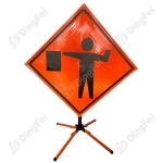 Roll Up Sign & Stand - Flagger Symbol Ahead Reflective Roll Up Traffic Sign